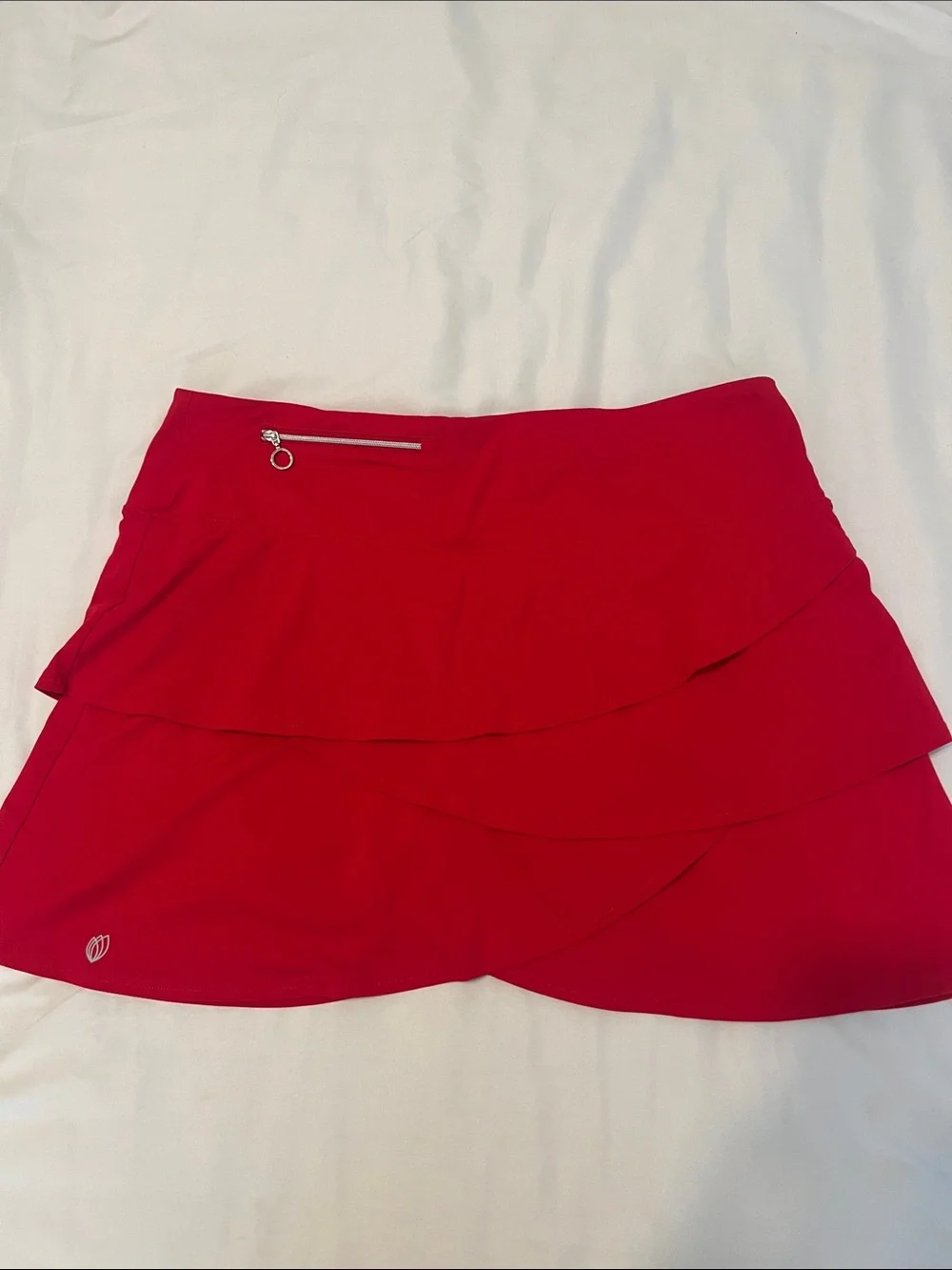 GG Blue SzXL Ruffle Tier Athletic Skort in Bright Red 2 Zipper Pockets Like New